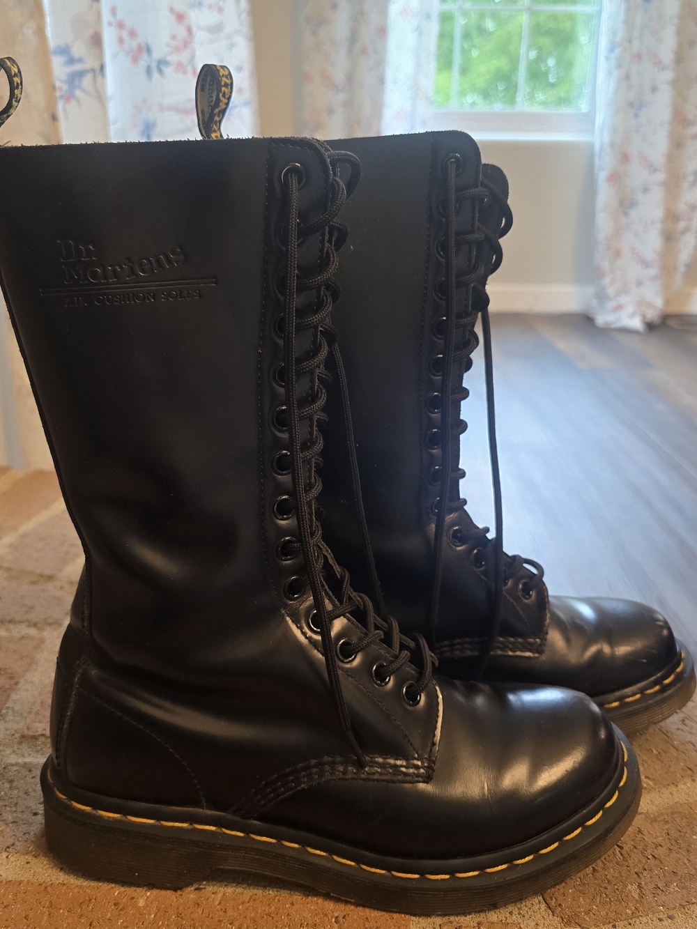 Dr. Martens 14-Eye Black Leather Combat Boots